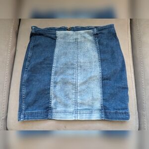 Free People Two Toned Denim Blue Mini Skirt